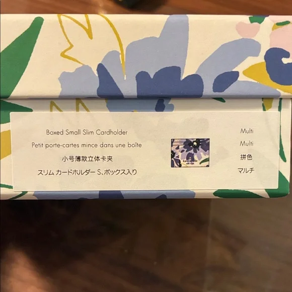 Kate Spade Multicolor Floral Slim Card Holder Wallet New w Gift Box Cream Multi - Picture 7 of 8